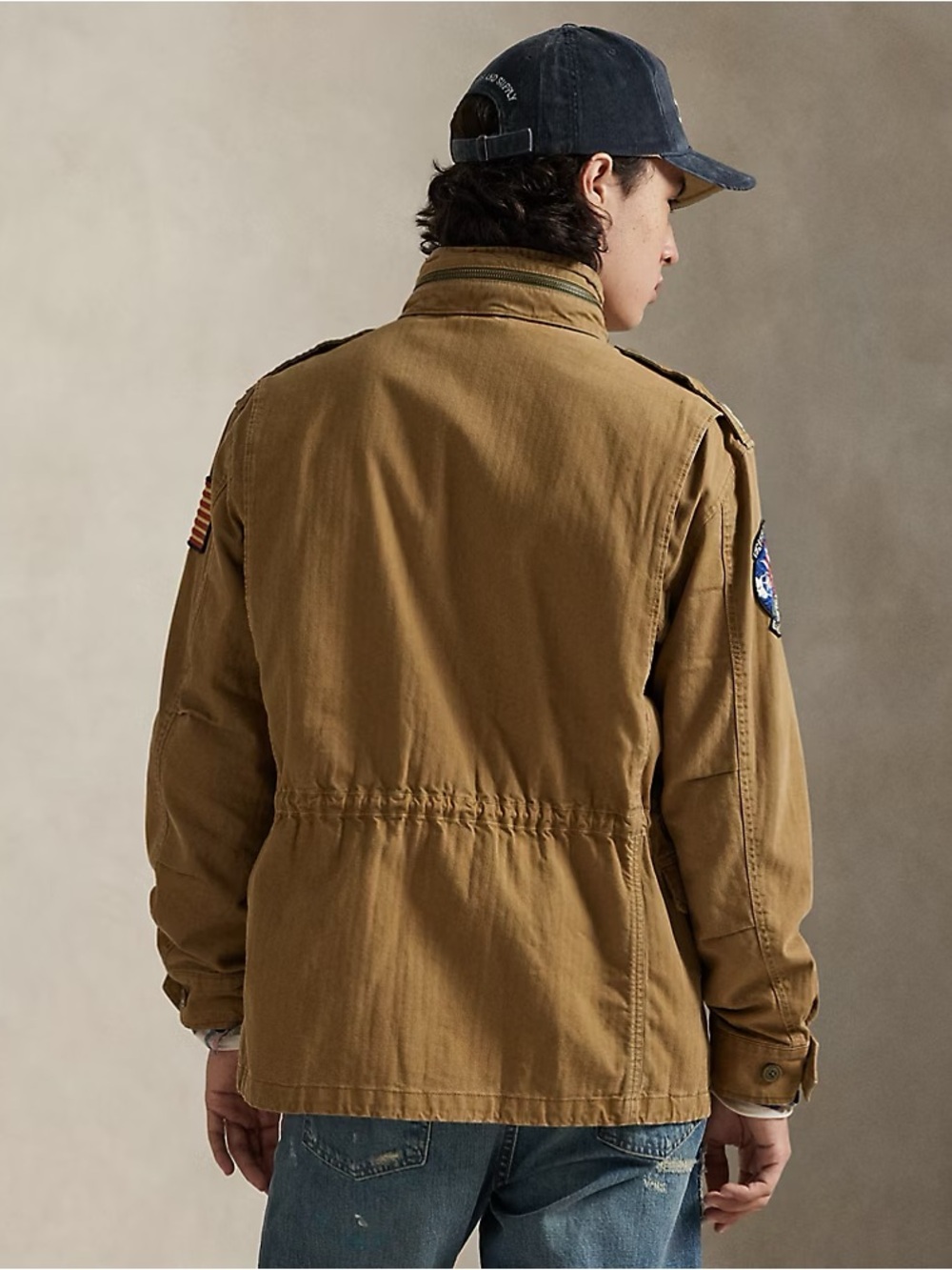 Polo Ralph Lauren The Iconic Field Jacket in Sandsurf Logo Patches Size Large - Picture 4 of 10
